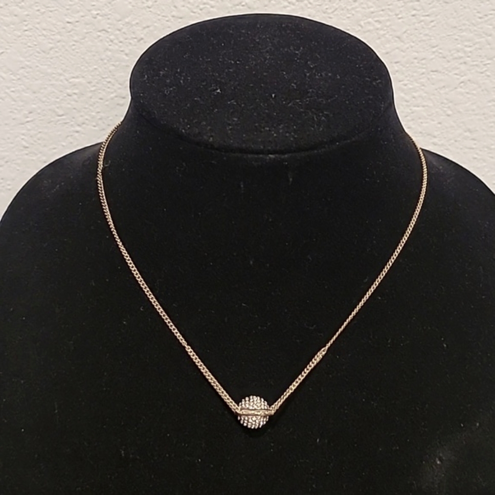 Vita Fede Silver Minimalist Necklace With Pav Crystal Sphere Pendan New 75$